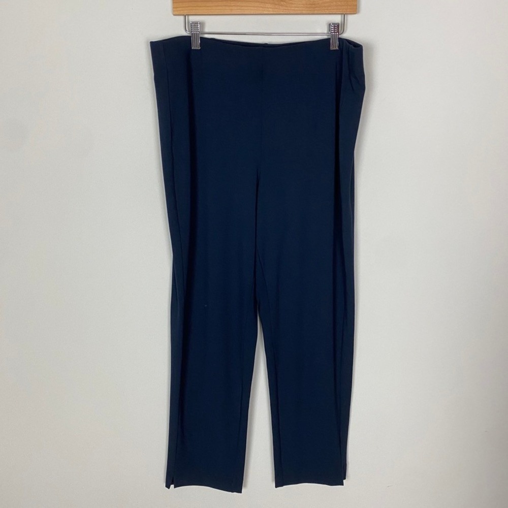 J Jill Wearever Forward Seam Slim Ankle Pants Large Pull On Navy Blue Stretch